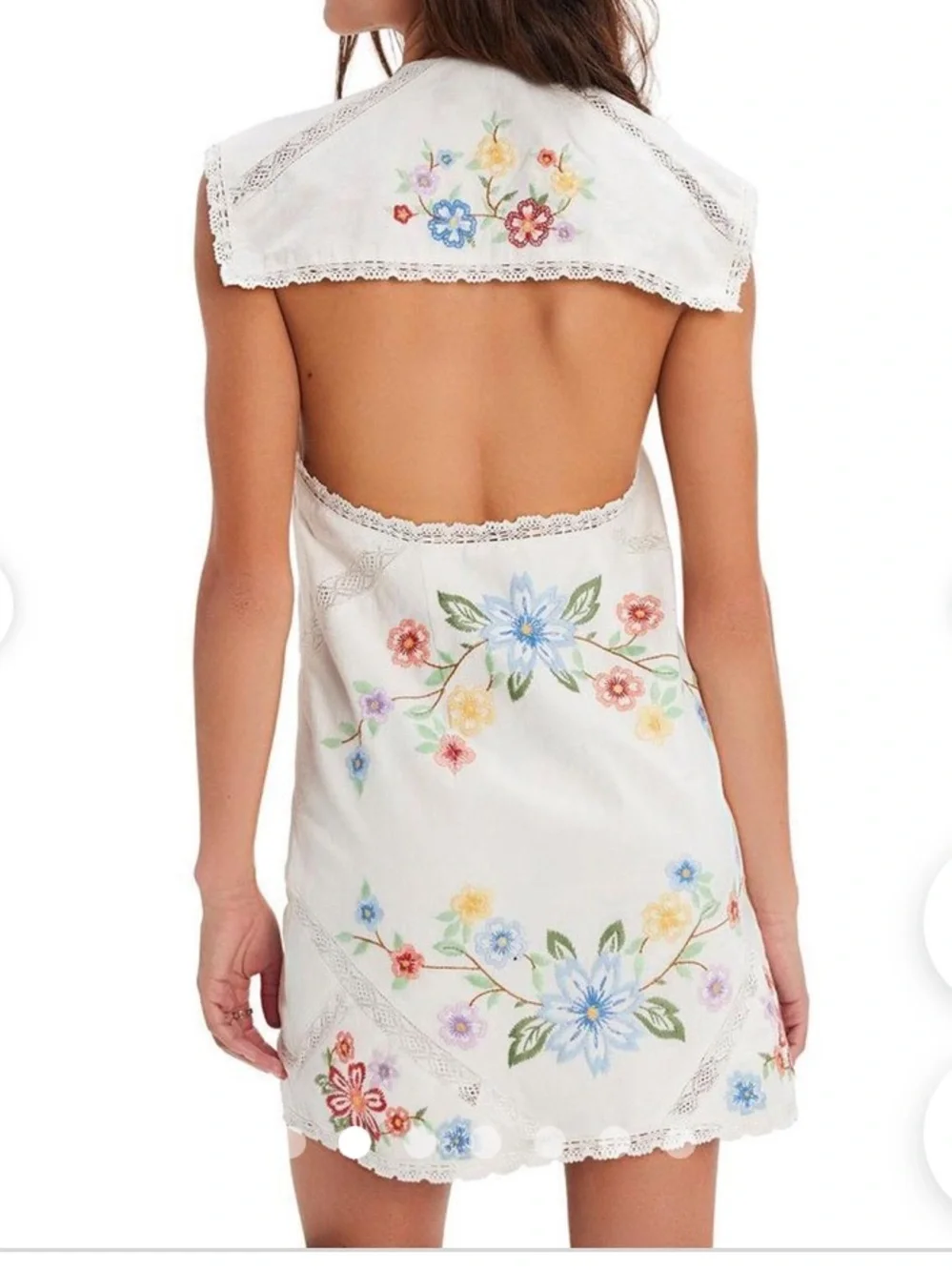 New Free People willow embroidered cotton mini dress size xs